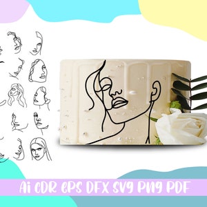 Line Art Woman Cake Topper svg,ady face one line,silhouette woman face,file ai,cdr,svg,eps,pdf,png,dfx