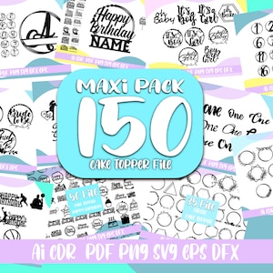 150 Cake Topper SVG Bundle ,Cake Decorations SVG,Happy Birthday SVG,Baby Shower Svg,Circle frame Svg,Wedding Cake Topper Svg