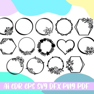 circle frame svg bundle, cake topper svg, files for cricut, wreath frame,Wedding Cake Topper svg, png dxf,ai,pdf,eps,cdr