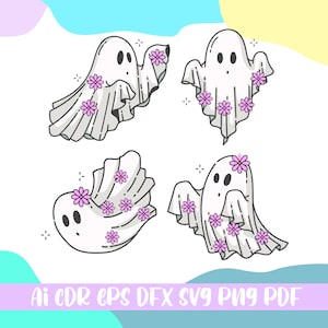 Daisy Ghost Svg, Halloween Svg Design, Halloween Flower Ghost Svg, Floral Ghost Svg,Pink Daisy Ghost SVG,file ai,cdr,eps,sfx,png,pdf,svg