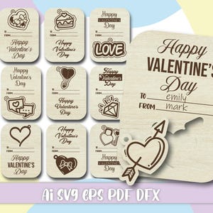 10 tarjetas de regalo con llavero emergente para el día de San Valentín | Paquete SVG cortado con láser para Cricut y Glowforge | Ideas personalizadas de regalos para parejas