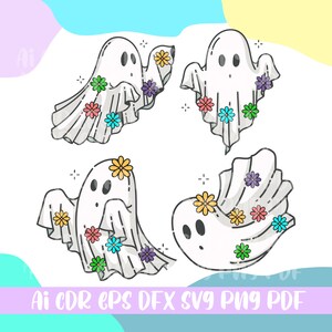 Daisy Ghost Svg, Halloween Svg Design, Halloween Flower Ghost Svg, Floral Ghost Svg,file ai,cdr,eps,sfx,png,pdf,svg
