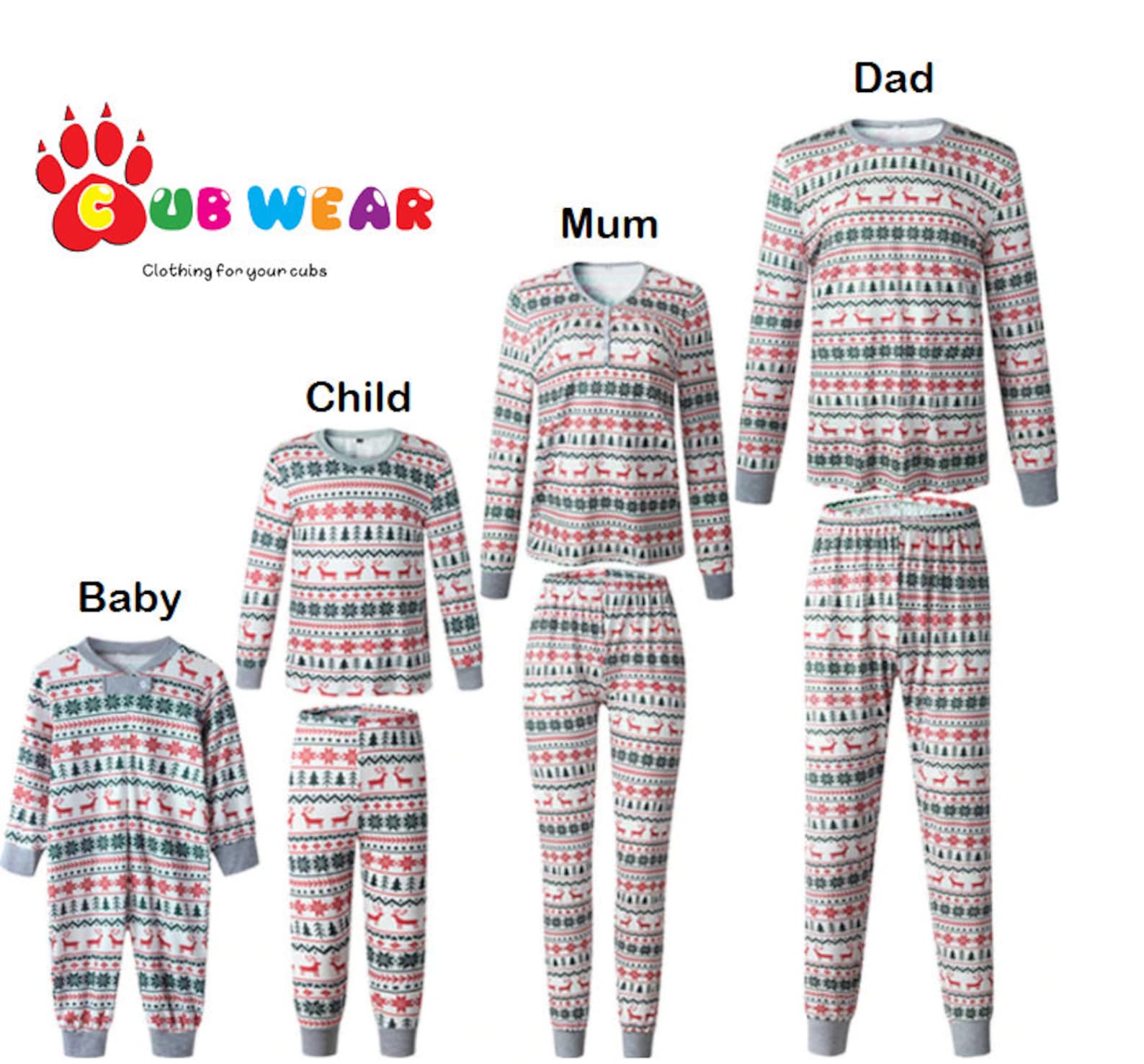 Christmas cosy matching family long sleeve pyjamas in plaid pattern