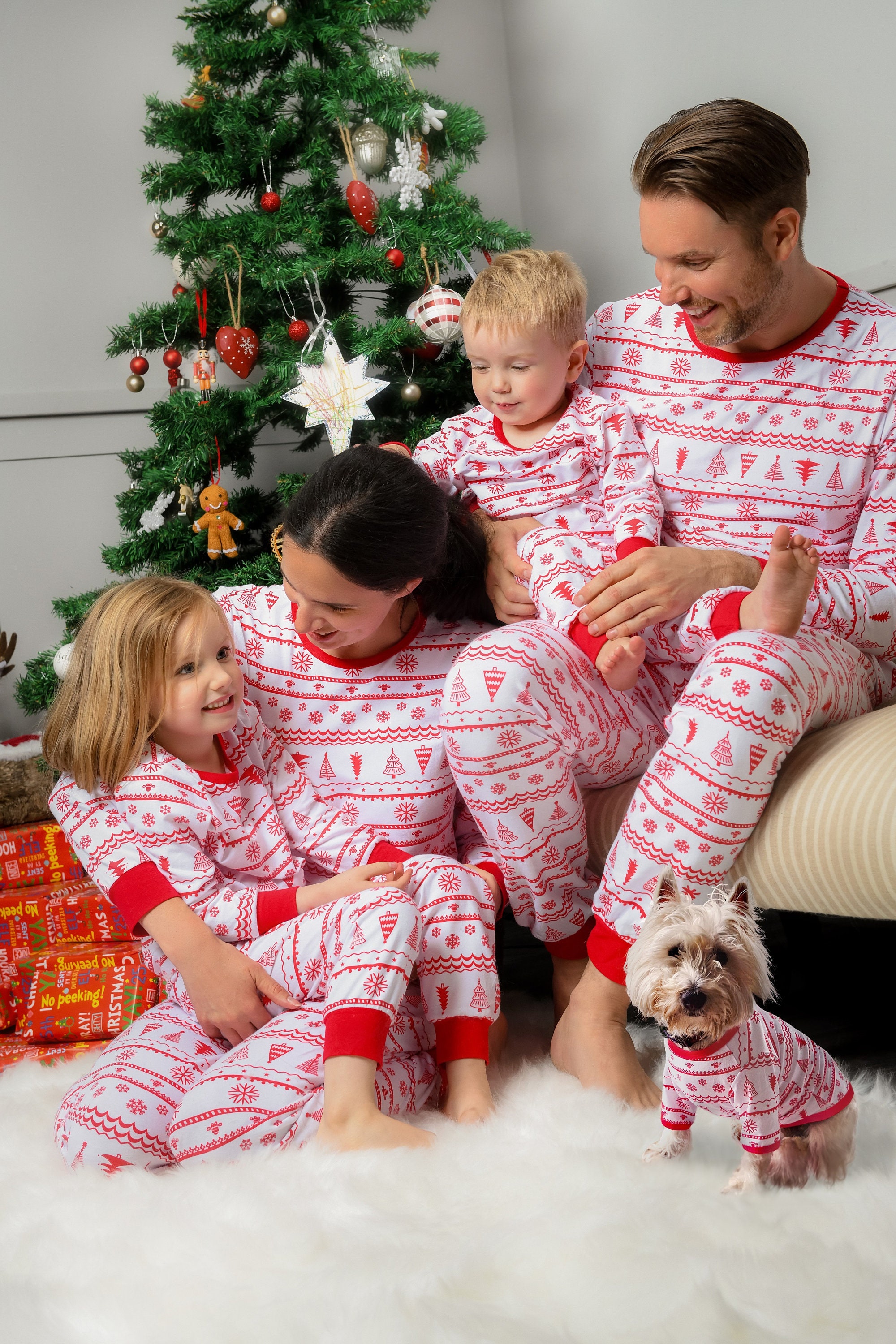 Matching Family Christmas Pajamas With Dog -  UK