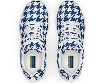 Women’s Navy Houndstooth Athletic Shoes, Houndstooth Designs, Ladies Houndstooth Sneakers, Walking Shoes, Casual Shoes * FREE SHIPPING *