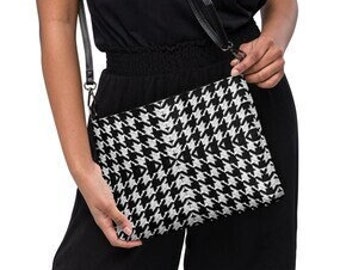 Crossbody Bag Houndstooth Design With A Difference, Inside Zip And Slip Pockets, Popular Houndstooth Gifts, Clutch * FREE Standard SHIPPING