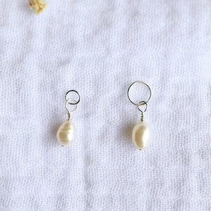 Freshwater Pearl Charm, Pearl Pendant for Necklace, Sterling Silver Jump Ring, Waterproof Pearl Drop Charm for Hoops Bracelet Chain