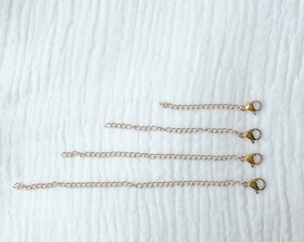 Extender for necklace or bracelet, gold chain extender, lobster clasp, anti-tarnish chain, 2 3 4 5 inches,adjustable cable chain