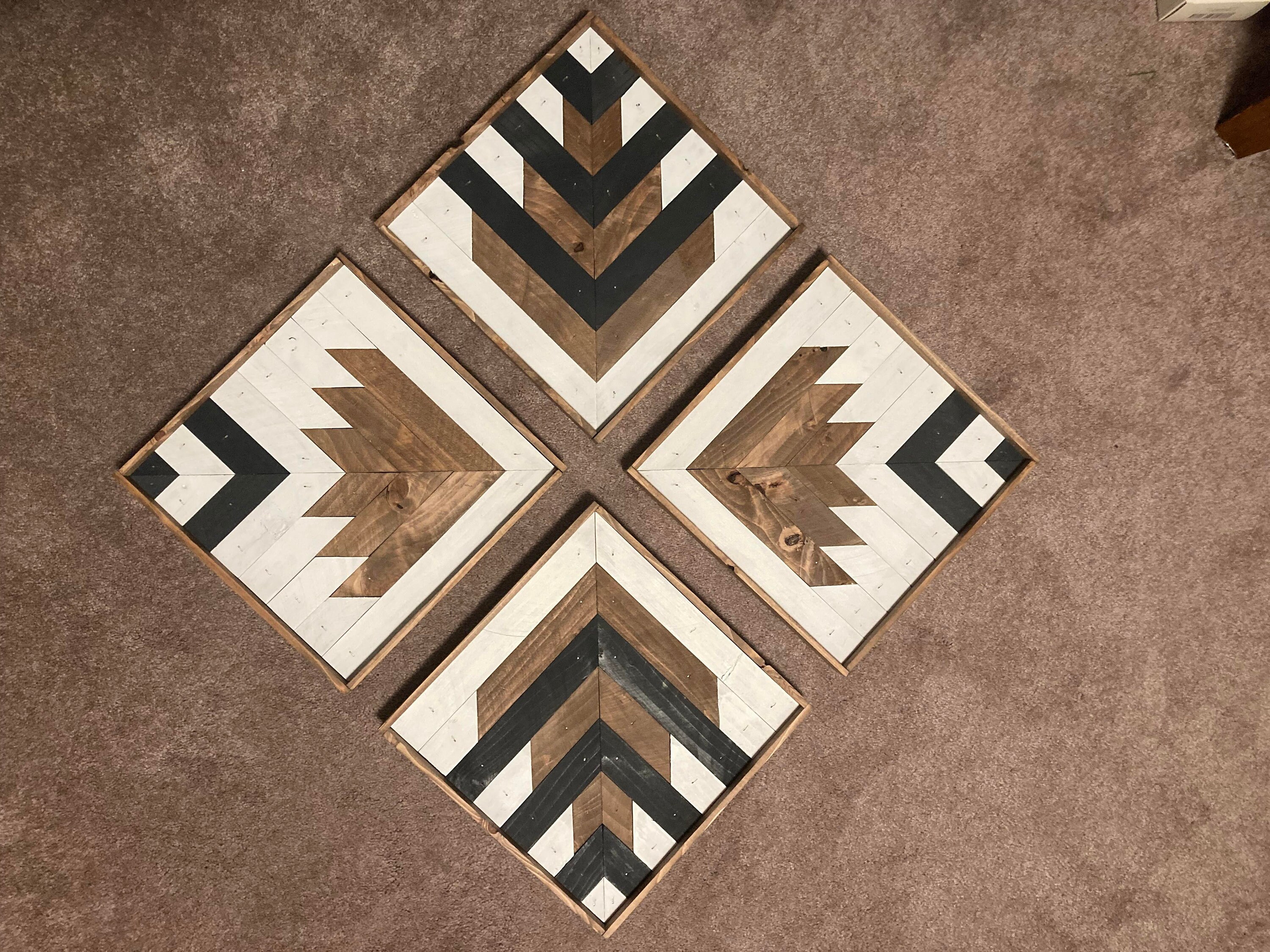 Rustic Geometric Wood Wall Art Etsy