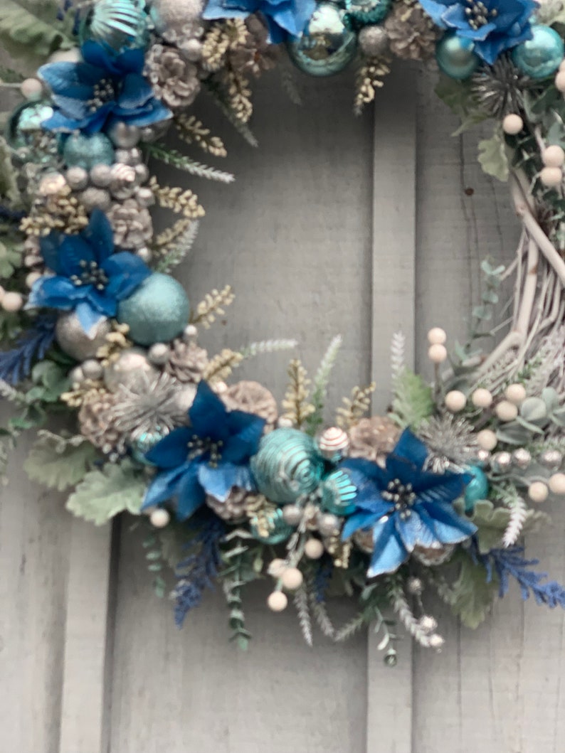 Christmas Blue Bling Wreath Vintage Christmas Ornament Wreath - Etsy