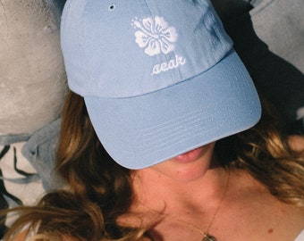Hawaiian Hibiscus Flower Custom Embroidered Adjustable 100% Cotton Dad Hat