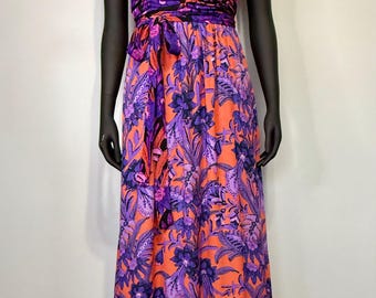 Vestido largo sin mangas morado y naranja con bolsillos laterales de Maeve by Anthropologie, talla 2