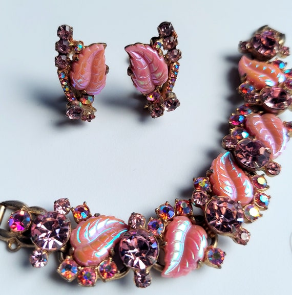 Rare Pink D&E Juliana Bracelet/Earrings - image 1