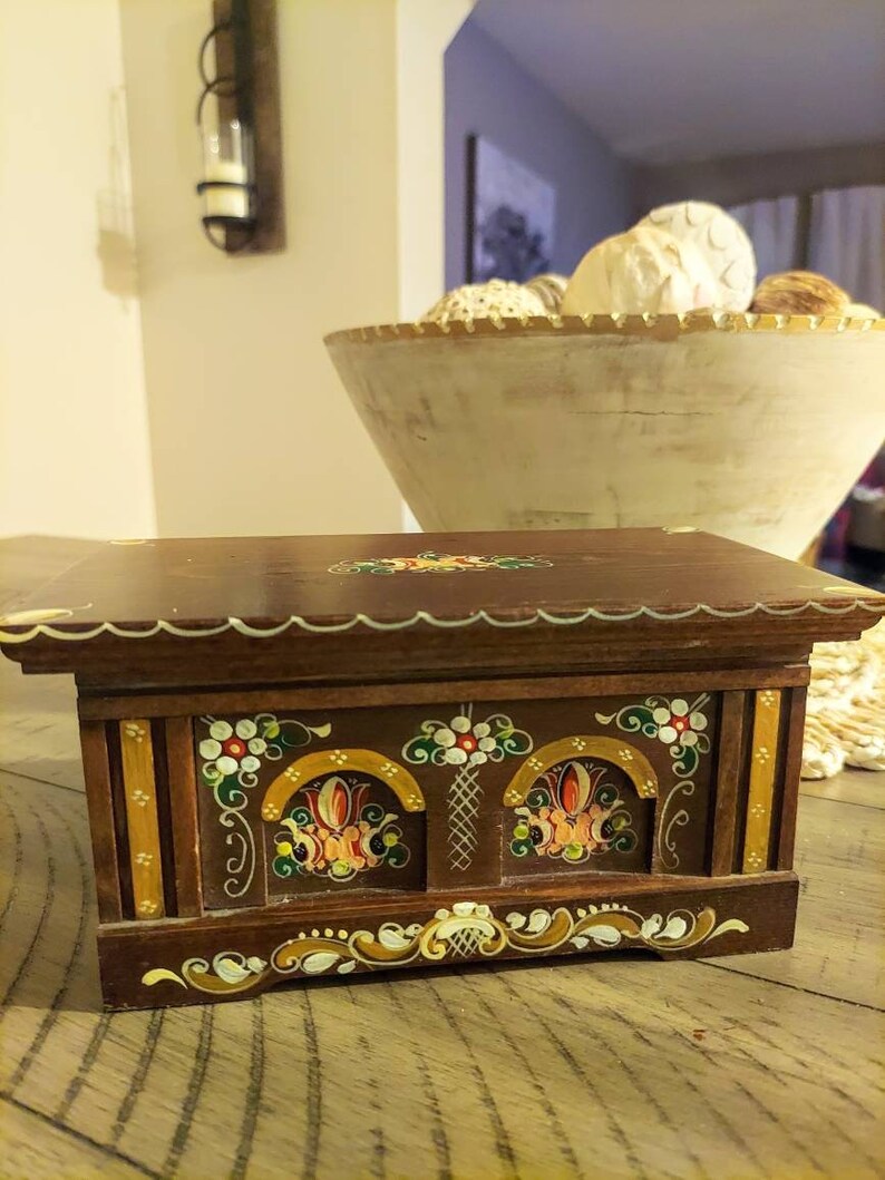 Vintage Hand Painted Jewelry Box Etsy