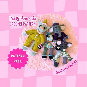 Party Animals Pattern Pack, Clown Crochet Pattern, Cute Birthday Gift, Crochet Ideas