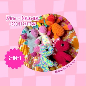 Cuddly Dino and Cuddly Unicorn Crochet Pattern Pack, Crochet Patterns, Birthday Gift, Amigurumi Instructions, Easy Crochet, Crochet Ideas