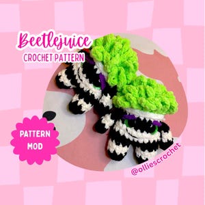 Beetlejuice Pattern Modification, Lil Monsters Mod, Halloween, Halloween Crochet, Amigurumi, Cute Birthday Gift, Crochet Pattern, DIY Ideas