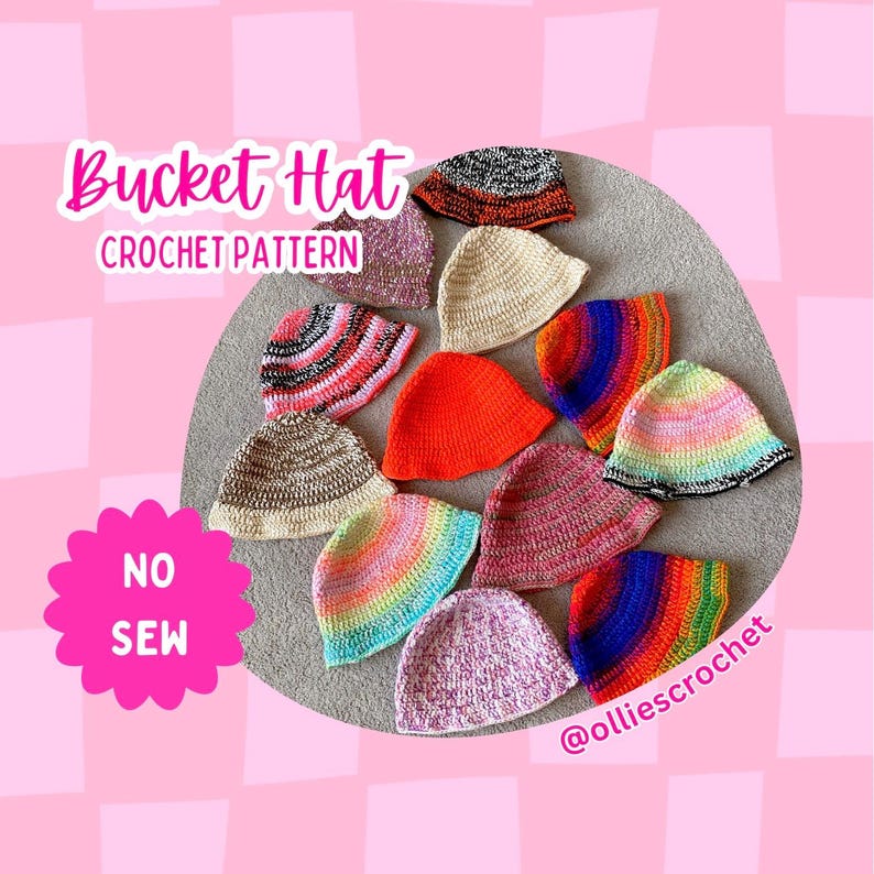 Bucket Hat Crochet Pattern, easy crochet pattern, quick crochet pattern, market prep ideas, cute birthday gift, beginner crochet patterns image 1