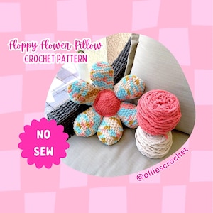 No Sew Floppy Flower Pillow Crochet Pattern | PDF DOWNLOAD