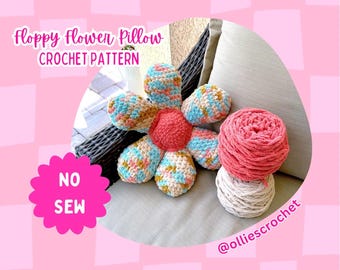 No Sew Floppy Flower Pillow Crochet Pattern | PDF DOWNLOAD