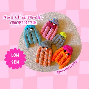 Patrón de crochet de los Monstruos Moxie y Mort, Ideas de crochet, Instrucciones para amigurumi, Bonito regalo de cumpleaños, Idea de regalo para San Valentín, Peluches