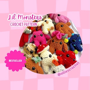 Lil monsters crochet pattern, cute birthday gift, crochet ideas, crochet plushie instructions, quick crochet, Valentine&#39;s Day Ideas