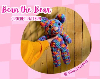 Teddy Bear Crochet Pattern, Amigurumi, Cute Birthday Gift, Easy Crochet Pattern, Low Sew Pattern, Valentine’s Day Gift Ideas