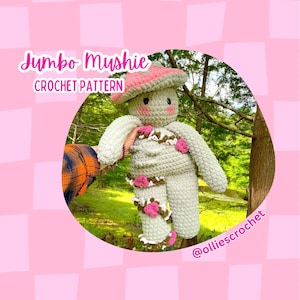 Jumbo Mushie Crochet Pattern, easy crochet instructions, beginner friendly crochet pattern, Cute Birthday Gift, Valentine’s Day Gift Ideas