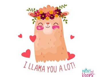 Llama Fingerprint Art / I Llama You A Lot Card / Thumbprint Valentine's Kid's Craft / Fingerprint Valentine's Card / Handprint Valentine's