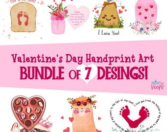 Valentine's Day Handprint Art Bundle / Valentine's Crafts / I Llama You Art / I Lava You Art / Handprint Craft Printable Bundle / Templates