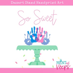 Dessert Stand Handprint Art / Birthday Cake Stand Handprint Craft / Bakery Footprint Art / Desserts Handprint Craft / Kid&#39;s Handprint Craft