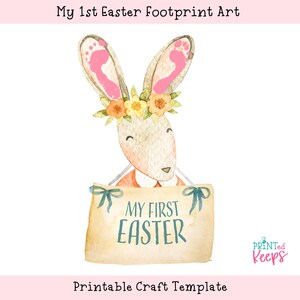 My First Easter Footprint Art Kids Craft / Easter Bunny Foot Handprint Art / Printable Easter Craft / Footprint Handprint Keepsake Craft