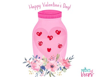 Mason Jar Handprint Art Bundle / Mason Jar Valentine's Kid's Craft / Handprint Valentine's Art / Fingerprint Valentine's Card