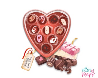 Box of Chocolates Art for Valentine's Day / Valentine's Thumbprint Craft / Chocolate Box Valentine Art / Handprint Craft Template / Chocolat