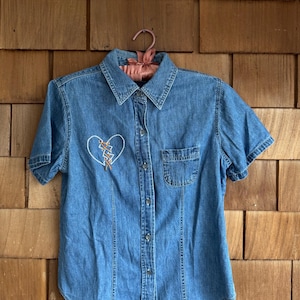 embroidered denim shirt