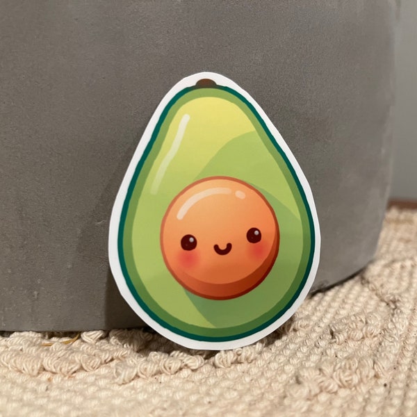 Avacado kawaii face food happy sticker vinyl waterproof glossy water bottle laptop decoration small player decal label gift summer