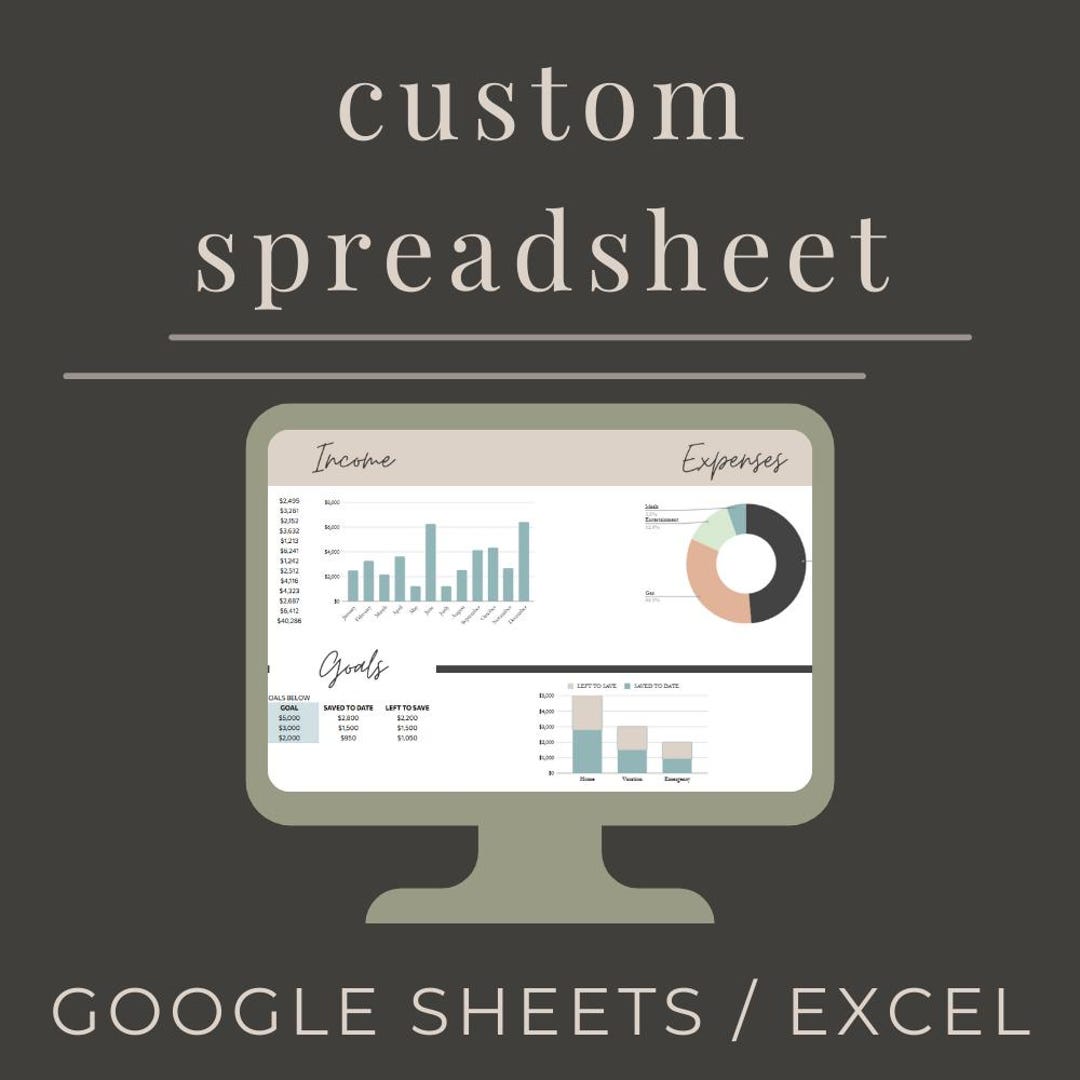 Custom Spreadsheet (google Sheets or Excel) DEPOSIT - Personal or ...