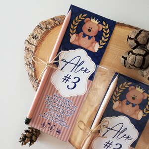 Matita personalizzata piantabile per ragazzi universitari / Bomboniera personalizzata per feste di compleanno / Matita di semi con design orsetto