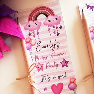 Bomboniere per baby shower per gli ospiti, bomboniere con matita piantabile con motivo a nuvola, invito per baby shower bambina, matita a forma di fiore, matita con semi piantabili