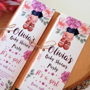 Bomboniere personalizzate per baby shower con matita di semi per bambine / Set di inviti e penna a forma di fiore personalizzati / Confezione di bomboniere uniche per baby shower
