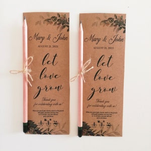 Personalisierte Samen Bleistifte für Hochzeiten | Benutzerdefinierte Dankeschön Gastgeschenke für Gäste | Rustikale Holz Gefälligkeiten | Save the Date Pflanzliche Samen Bleistifte