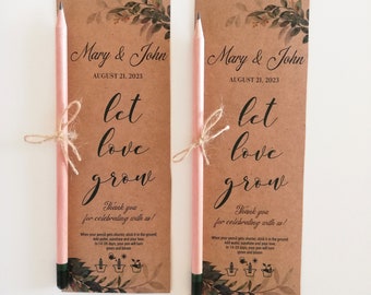 Personalized Seed Pencils for Weddings | Custom Thank You Favors for Guests | Rustic Wooden Favors | Save the Date Plantable Seed Pencils