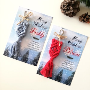 Personalisierte Makramee Keychain Geschenke, Weihnachtsgeschenk, frohe Weihnachtskarte, Feiertagsgeschenk, kundenspezifisches Weihnachten, Weihnachtsfeier, Geschenke, Bevorzugungen