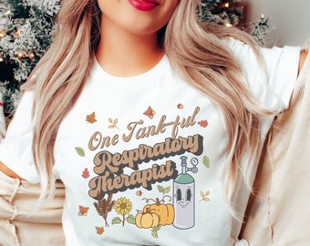 Thanksgiving Respiratory Therapist Shirt, One Tankful RT, Retro Fall Autumn Pumpkin Vibes CRT Shirt, Funny Pulmonology Shirt, Thankful RT