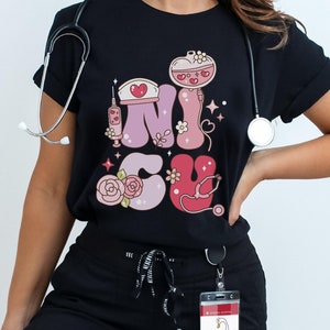 NICU Valentine Shirt, Nicu Nurse Valentine&#39;s Day Shirt, Neonatal Nurse ICU Shirt, Girly Neonatology Work Shirt, Neonatal Tech PCT Shirt