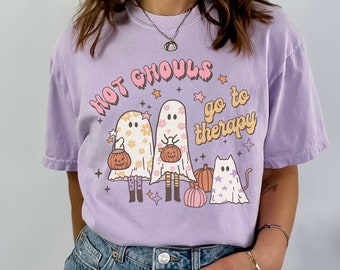 Mental Health Halloween Shirt, Hot Girls Go To Therapy Shirt, Self Love Halloween Shirt, Pretty Ghoul Shirt, Retro Halloween Therapist Shirt