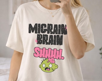 Cute Migraine Brain Shirt, My Head Hurts Shirt, Chronic Migraine Shirt, Chronic Illness Shirt, Cute Zombie Shirt, Chronic Headache Shirt