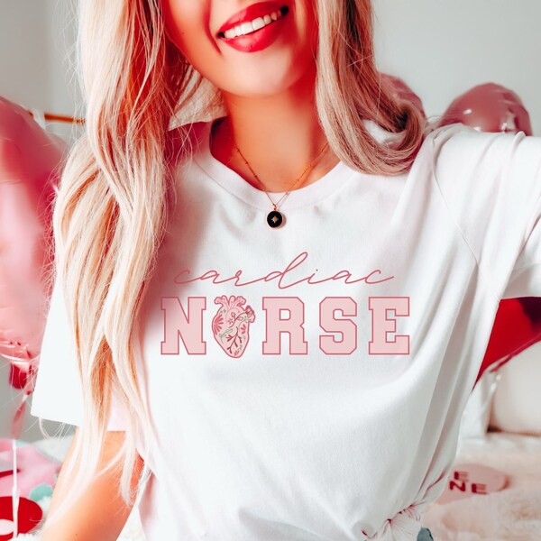 Cardiac Nurse Valentine's Day Shirt, Pink Nurse Shirt, Telemetry Nurse Shirt, Cardiovascular ICU Nurse Shirt CVICU Nurse Shirt Nurse Apparel