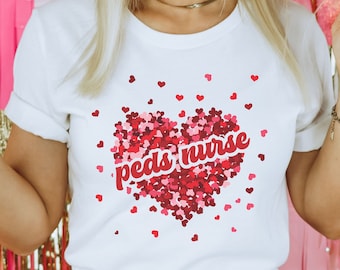 Peds Nurse Valentine Shirt, Valentines Pediatric Nurse Shirt, Red Heart Valentines Day Nurse Shirt, PICU Nurse Valentines Day Group Shirts