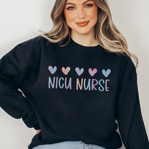 Adorable Pastel NICU Nurse Sweatshirt, Pullover Sweatshirt For Neonatal Intensive Care Unit Nurse, Gift For Neonatal Registered Nurse